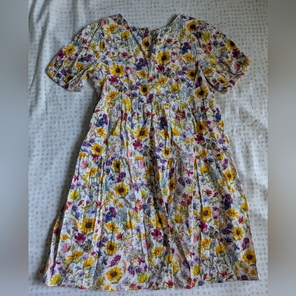 Old Navy Yellow and Blue Tiered Puff Sleeve Sundress - Picture 6 of 6